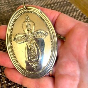 925 Sterling Silver Vintage 1972 Towle Cross & Birds Pendant